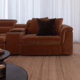 Lorde 6 Piece Corner Lounge with Electric Recliners - Provence Cinnamon