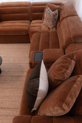 Lorde 6 Piece Corner Lounge with Electric Recliners - Provence Cinnamon