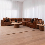 Lorde 6 Piece Corner Lounge with Electric Recliners - Provence Cinnamon