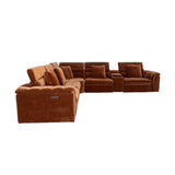 Lorde 6 Piece Corner Lounge with Electric Recliners - Provence Cinnamon