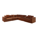 Lorde 6 Piece Corner Lounge Suite with 2x Armless Power Recliners - Provence Cinnamon