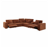 Lorde 6 Piece Corner Lounge with Electric Recliners - Provence Cinnamon