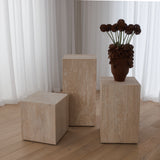 Corinth Side Table - White Travertine