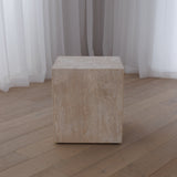 Corinth Side Table - White Travertine