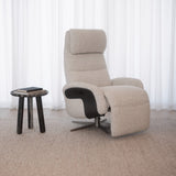 Huxley Reclining Swivel Arm Chair - Alabaster Tweed