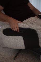 Huxley Reclining Swivel Arm Chair - Alabaster Tweed