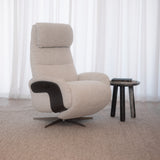 Huxley Reclining Swivel Arm Chair - Alabaster Tweed