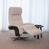 Huxley Reclining Swivel Arm Chair - Alabaster Tweed