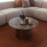Luna Marble Wood Coffee Table