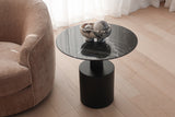 Theo Side Table - Nero Marquina Marble Top & Ebony Base