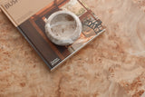 Crescent Coffee Table - Burl Wood Top & Brushed Bronze Legs