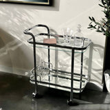 Lounge Mirror Bottle Holder Bar Cart - Silver