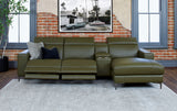 Manhattan 3 Seater Recliner Chaise Lounge with Console - Regatta Fern