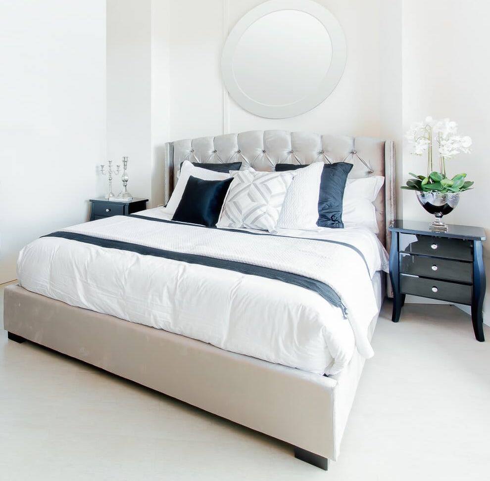 Buy Charlize Velvet King & Queen Bed in Perth, Osborne Park, Joondalup The Furniture Gallery