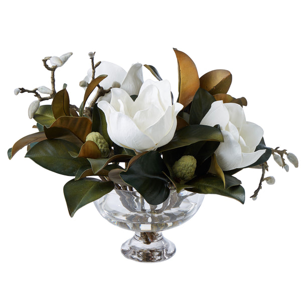 Magnolia Grandiflora Dahlia Bowl White - Glass