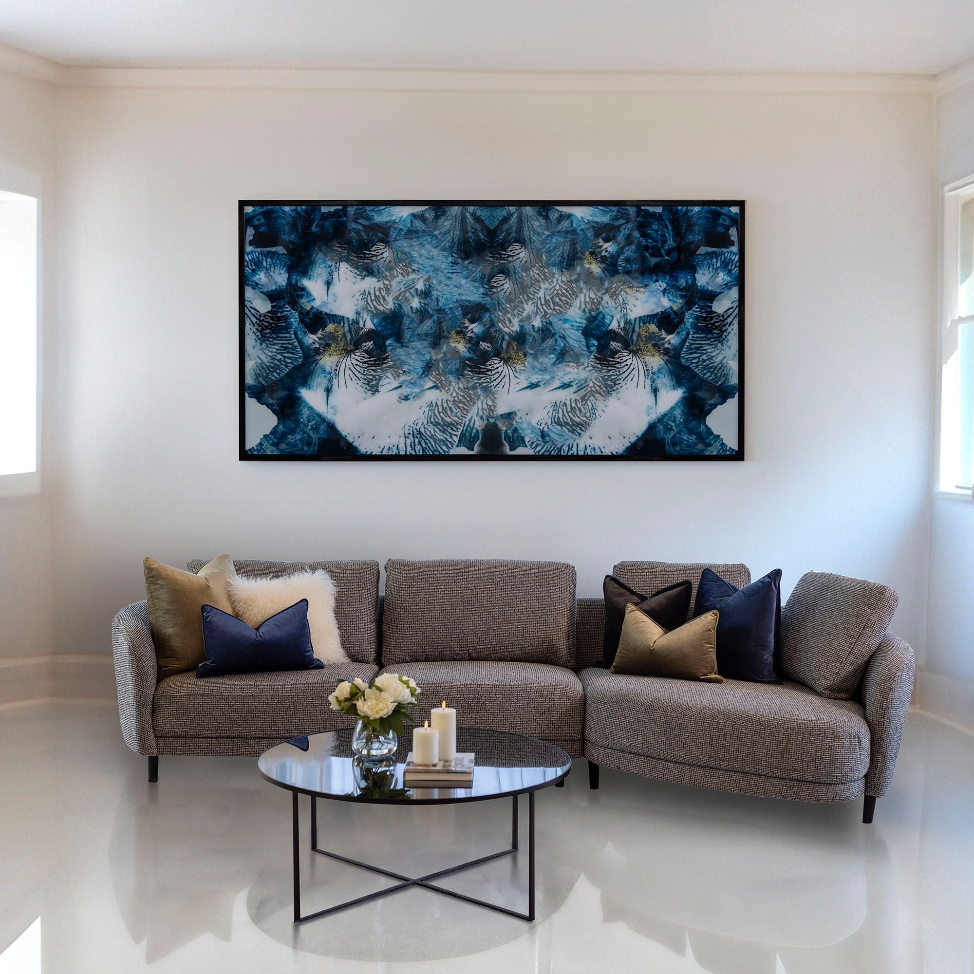 Buy Blaire 3 Seater Chaise Lounge RHS Storm in Perth, Osborne Park