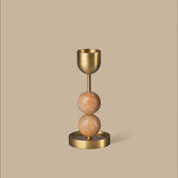 Beaded Fountain Large Brass Candle Holder - Coral