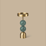 Beaded Fountain Large Brass Candle Holder - Green