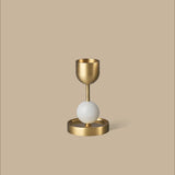 Beaded Fountain Medium Brass Candle Holder - White