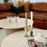 Beaded Fountain Medium Brass Candle Holder - Green