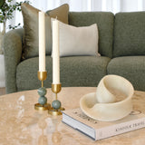 Beaded Fountain Large Brass Candle Holder - Green