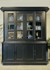 Chantelle 4 Door Dresser with Glass Doors - Matte Black