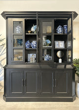 Chantelle 4 Door Dresser with Glass Doors - Matte Black