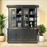 Chantelle 4 Door Dresser with Glass Doors - Matte Black