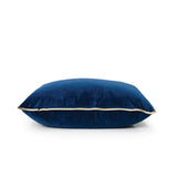 Coco Piped Velvet Lumbar Cushion - French Navy