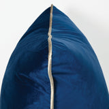 Coco Piped Velvet Lumbar Cushion - French Navy