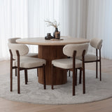Coco Dining Chair - Sandstone with Walnut Legs