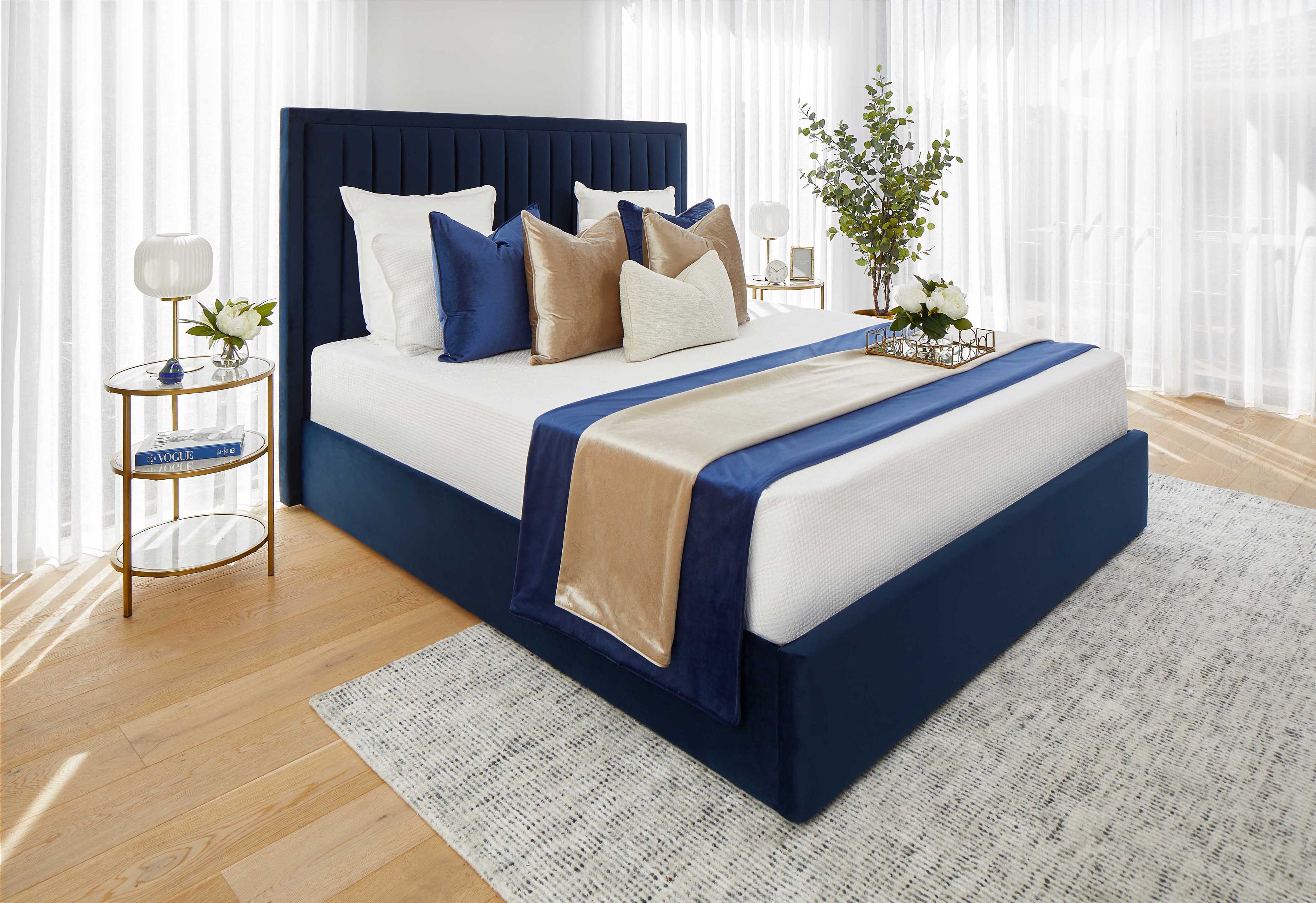 Buy Edison Bed Blue Velvet in Perth, Osborne Park, & Joondalup The