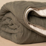 Enes Quilted Bed Cover - Olive