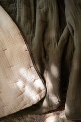 Enes Quilted Bed Cover - Olive