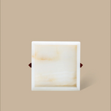 Forma Square Tray - White Onyx with Rivets