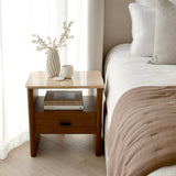 Oscar Travertine Look Bedside Table