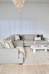 Monaco Corner Lounge - 5 Extra Wide Seats - Light Grey