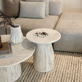 Alora Marble Wood Side Table