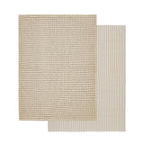 Heritage Stripe Cotton Tea Towel - Beige/White - Set of 2