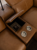 Zayn 3 Seater Electric Recliner with Chaise & Console - Biscoff