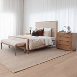 Norwick Bench Seat - Flaxseed with Antique Oak Legs