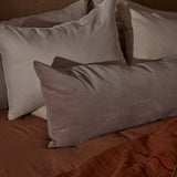 Linen Velvet Bolster Cushion - Stone
