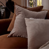 Linen/Velvet Square Cushion - Stone