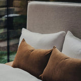 Linen/Velvet Lumbar Cushion - Nutmeg