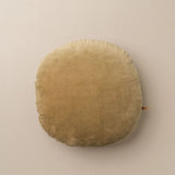 Linen/Velvet Round Cushion - Olive