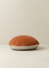 Linen/Velvet Round Cushion - Terracotta