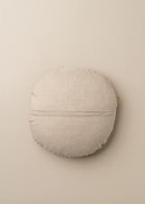 Linen/Velvet Round Cushion - Olive