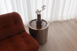 Chroma Side Table - Cocoa Glass Top & Brushed Bronze Base
