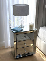 Monroe Mirrored Petite Bedside - Clear