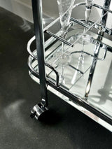 Lounge Mirror Bottle Holder Bar Cart - Silver
